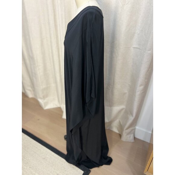 OCEAN + MAIN Black Silk V-Neck Placket Long Caftan Sz 2X - Picture 8 of 12